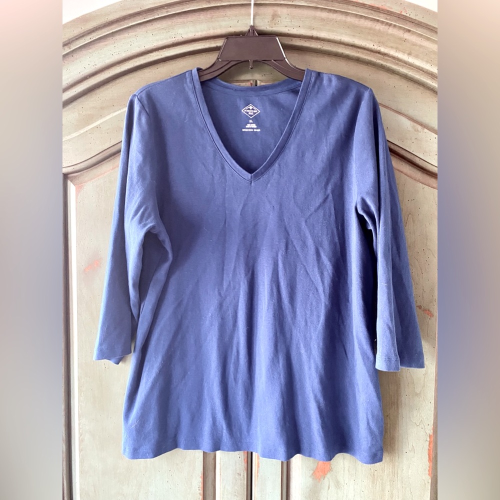 St Johns Bay Cotton 3/4 sleeve V Neck Shirt